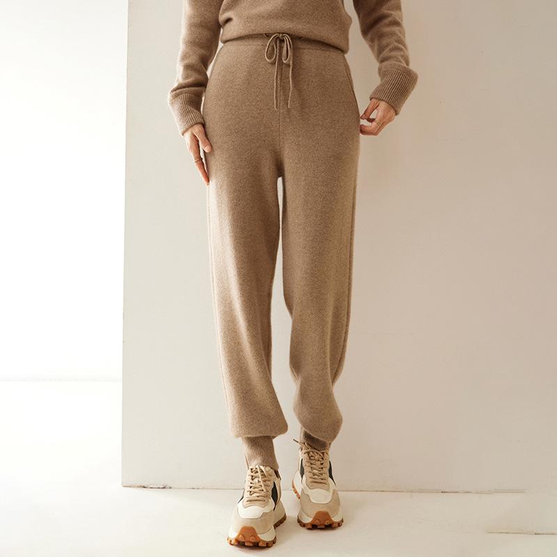 パンツ レディース 秋冬 カシミヤ ハイウエスト ウエストゴム スリムテーパード 厚手 あったか ストレッチ 普段使い カジュアル ボトムス アイボリー ネイビー