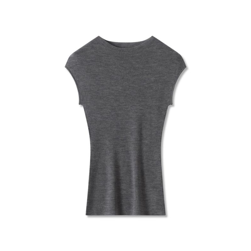 ニット レディース 半袖 サマーニット Tシャツ 薄手 羊毛 トップス 無地 ボートネック ゆったり フレンチスリーブ 通勤 オフィス カジュアル きれいめ｜ふんわり暮らし鞄店