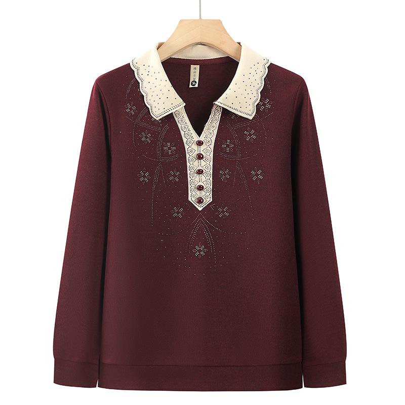 トップス レディース ミセス 春秋 長袖 襟付き Tシャツ カットソー ポロシャツ風 きれいめ 上品 ポリエステル素材 普段使い お出かけ オフィス カジュアル