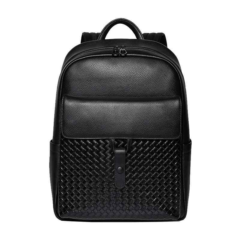 リュックサック メンズ 男性用 ビジネス PC収納 本革 牛革 レザー 黒 ブラック 15インチPC対応 大容量 軽量 出張 旅行 通勤 通学 カジュアル 普段使い 高級感｜ふんわり暮らし鞄店