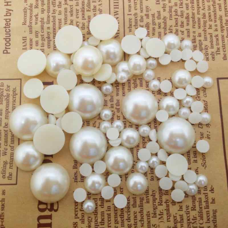 パール 半円 フラットバック 穴なし アイボリー 樹脂製 デコパーツ DIY ハンドメイド アクセサリー ネイル 服飾 手芸材料