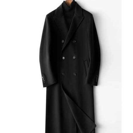 大衣 メンズ 成人男性用 ダブル人間の顔 毛糸 羊毛 ロング丈 ひざ丈 ダブル乳ぶさ か細い填まる 通い 商行為 心地よい 厚地の外套 アウター 秋冬 黒いこと 赤銅色