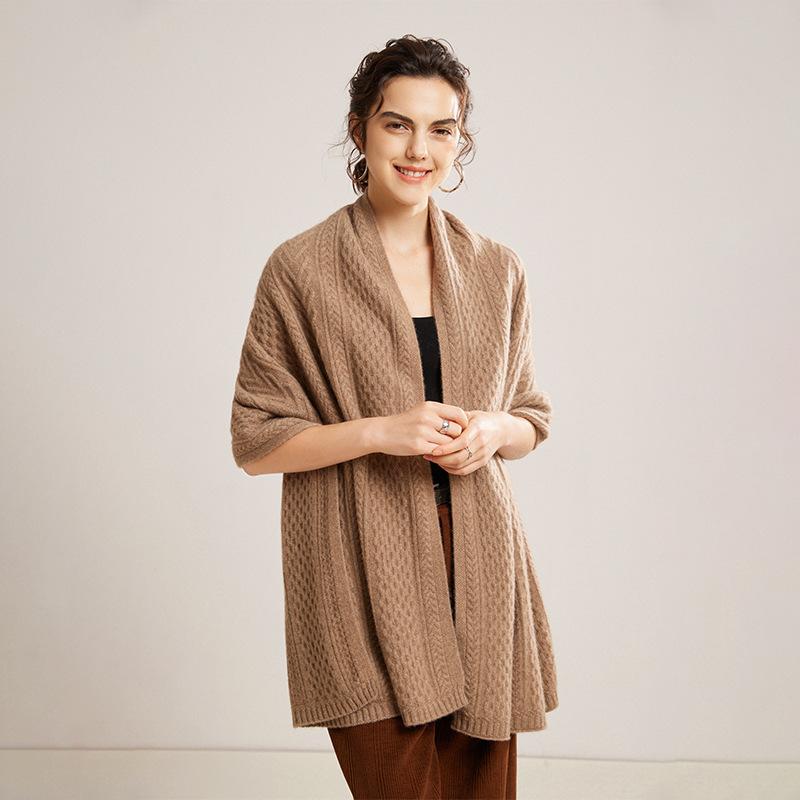 ストール レディース 女性用 100%ピュア カシミヤ カシミア 無地 透かし編み ひし形柄 保温 暖かい 防寒 羽織り 肩掛け 秋冬 上質 高級感 カジュアル ホワイト ベージュ グレー｜ふんわり暮らし鞄店