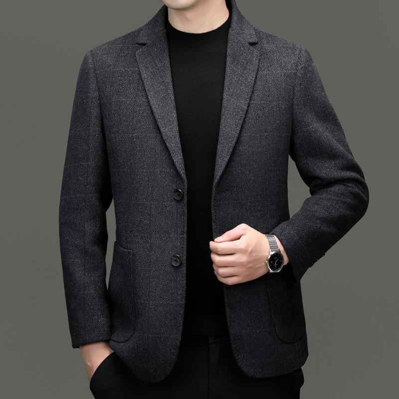 コート メンズ 高級感 ダブルフェイス カシミヤ ウール テーラードカラー スリムフィット 形態安定 ジャケット 韓国ファッション カジュアル ビジネス アウター 春秋 グレー｜ふんわり暮らし鞄店