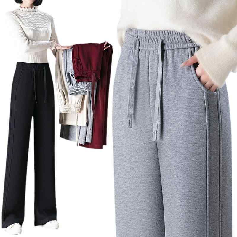 パンツ レディース カシミヤ混 ストレート ハイウエスト 裏起毛 厚手 ウエストゴム 伸縮性 体型カバー イージーケア 通勤 オフィス 普段使い 暖か 秋冬 ブラック ベージュ グレー|ふんわり暮らし鞄店
