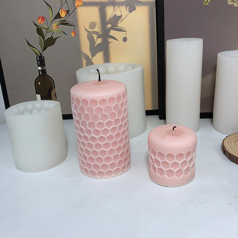 シリコンモールド 蜂の巣 円柱 アロマキャンドル アロマストーン 石膏 UVレジン エポキシ樹脂 ハンドメイド 手作り クラフト 置物 オブジェ デコレーション 飾り