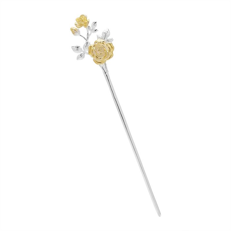 簪 レディース S925銀 目あたらしい青写真 中華風青写真 チャイナドレスモチーフ 薔薇主題 明かりメッキ産業 髪の毛佩び物 髪飾りつけ 和装小物 寄りあい 浴衣 お召しもの 雅びやか 柔らかい