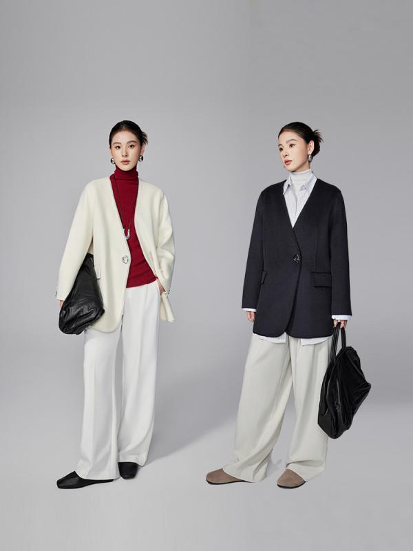 厚地の外套 レディース ロング Vのど首 テーラード ダブル人間の顔 カシミール 羊毛 うつり変わりひな形 冬アウター 分かりやすい ミニマル 雅びやか 好いたらしいめ 事務室 通い