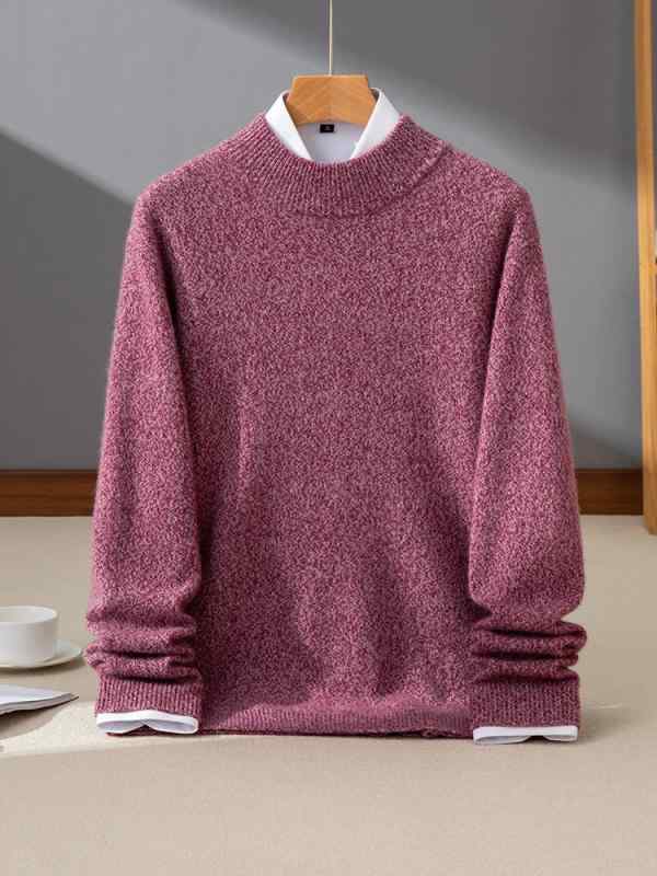 ニット メンズ 秋冬 長袖 クルーネック プルオーバー カシミヤウールブレンド 定番 ベーシック ゆったり 薄手 上品 保温 無地 トップス カジュアル ビジネス オフィス 通勤 普段使い|ふんわり暮らし鞄店