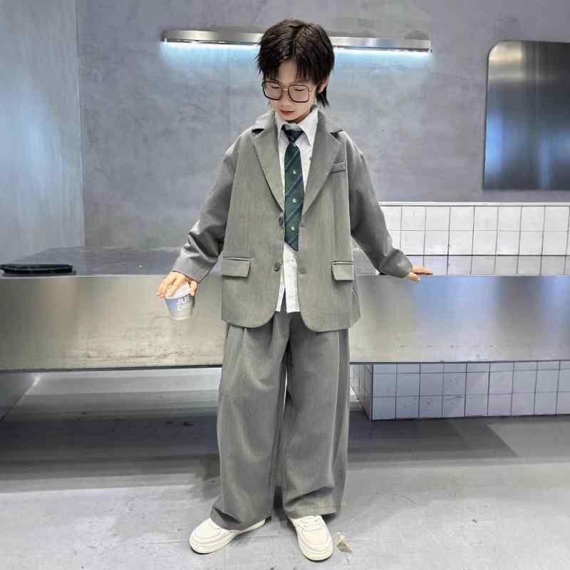 スーツ 男の子 ジュニア 男児 ブリティッシュスタイル フォーマル セットアップ ジャケット パンツ シングルボタン 春秋 発表会 結婚式 入学式 卒業式 冠婚葬祭 ポリエステル