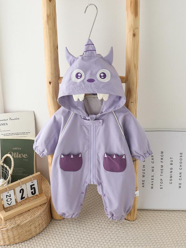 ベビー ロンパース ユニセックス 男の子 女の子 春夏 キャラクター柄 かわいい キュート 新生児 乳幼児 お出かけ着 カバーオール ポリエステル 綿 ファスナー開閉 ライトパープル スカイブルー カジュアル
