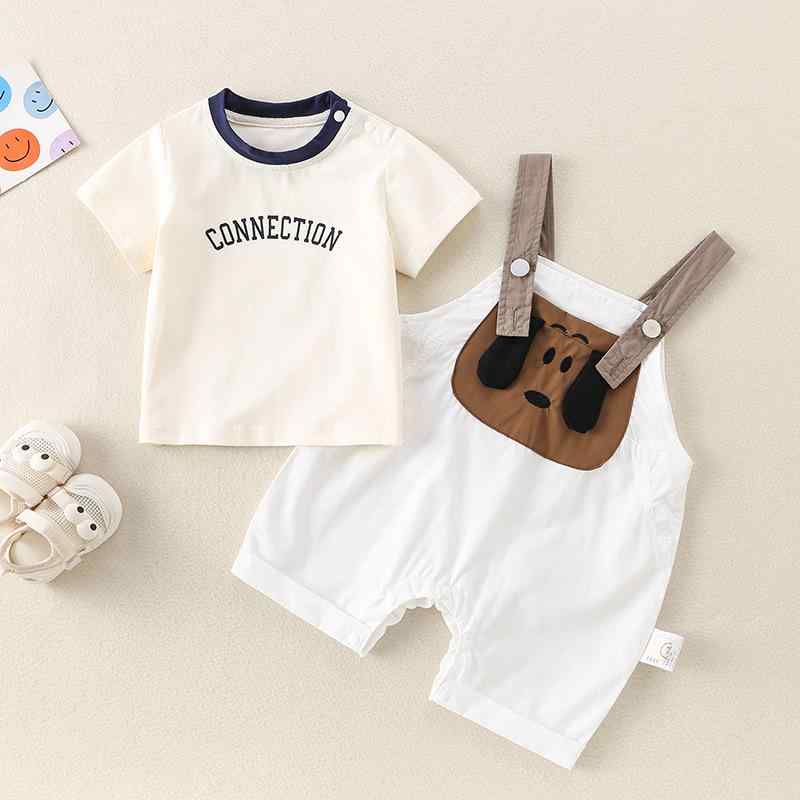 キッズ 男の子 ベビー サロペット オーバーオール 半袖 パンツ ツーピース セットアップ 綿 コットン 素材 ソフトタッチ 薄手 軽量 春夏 カジュアル ホワイト ブルー