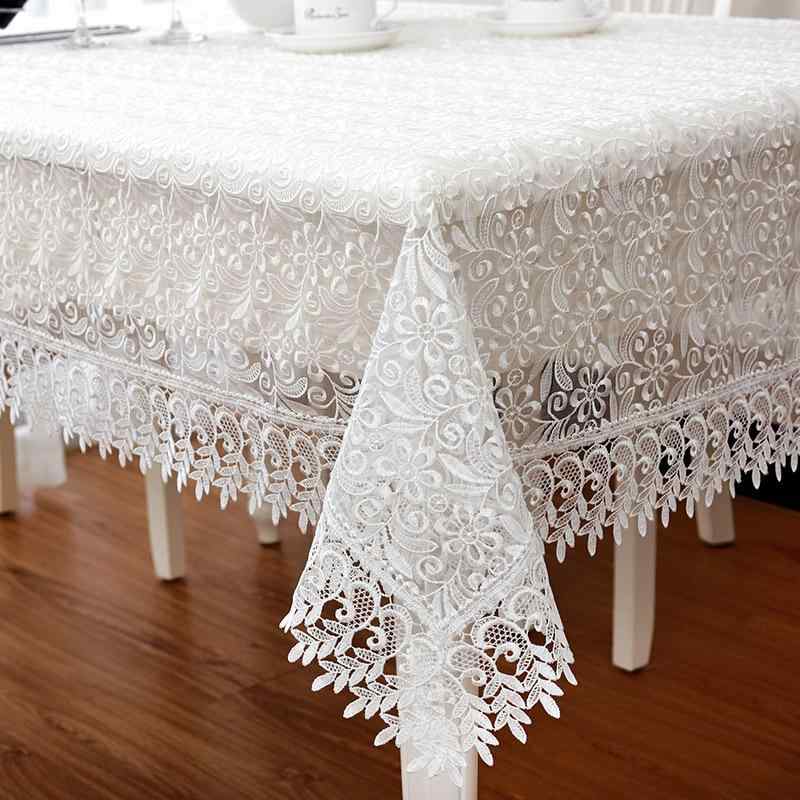 テーブルクロス 清潔感 オーガンジー ガラス紗 刺繍 ヨーロピアン 正方形 ダイニングクロス 食卓カバー 田園風 カントリー レース ティータイムクロス 茶卓布 植物柄 花柄 ボタニカル オフホワイト ピンク