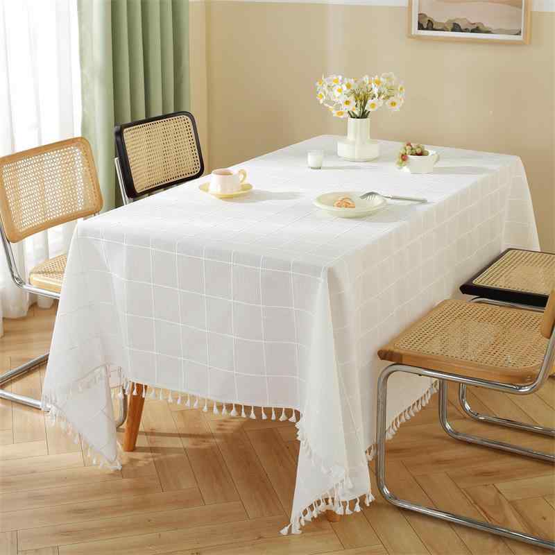 テーブルクロス 北欧風 幅ひろい 透かし彫り柄 雨合羽 撥水 矩形 フリンジ付き添い人 窈窕たる 窈窕たる ポリエステル 晩ご飯 リビング ちゃぶ台用 象牙色