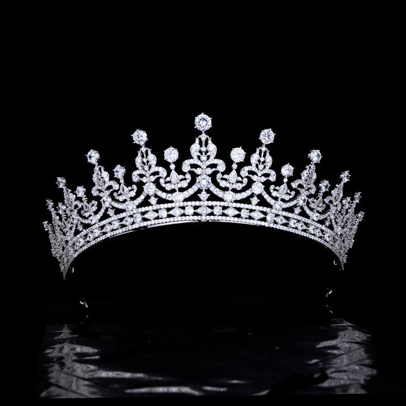高級感 ティアラ レディース 結婚式 ジルコニア クラウン ヘッドドレス 銅 白金メッキ ウェディング アクセサリー ヘアピース 新婦