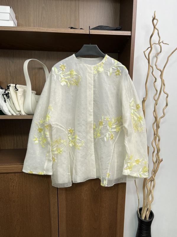 カーディガン ネオチャイナ スタイル 豪華 スパンコール刺繍 レース 薄手 シルク 長袖 羽織り 春夏 レトロ ヴィンテージ 上品 エレガント ラウンドネック トップス