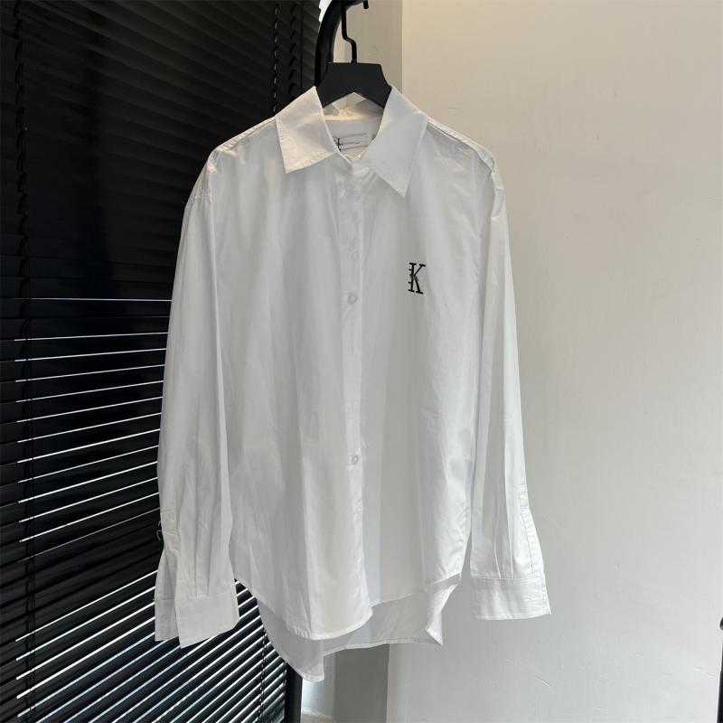 シャツジャケット レディース 女性用 フレンチデザイン 個性的 白 ホワイト 綿 コットン シワになりにくい ゆったり オーバーサイズ ミドル丈 通勤 オフィス 普段使い 秋冬 ブラウス トップス