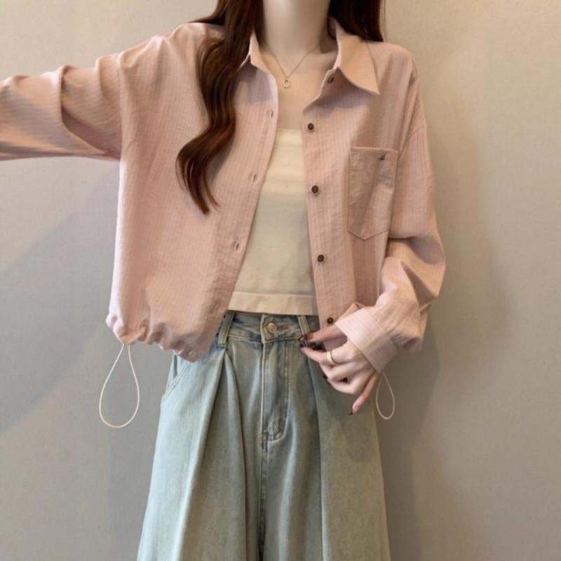 シャツジャケット レディース ピンク シェニール ゆったり ビッグシルエット 大きいサイズ 体型カバー ポロ襟 長袖 切り替え 裾ドロスト カジュアルスタイル きれいめ 大人可愛い 春夏