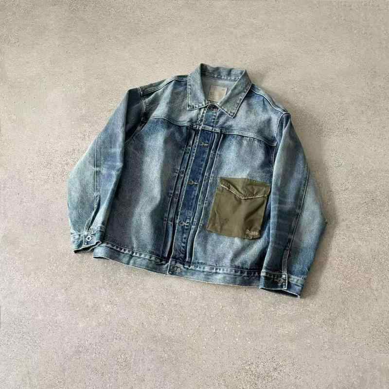 デニムジャケット ユニセックス 高品質 ヘビーウェイト 厚手 トレンド ファッション ブランド 日系 ルーズ ゆったり ウォッシュ加工 ヴィンテージ加工 レトロ カジュアル 普段使い 綿 コットン ブルー 四季 通年|ふんわり暮らし鞄店