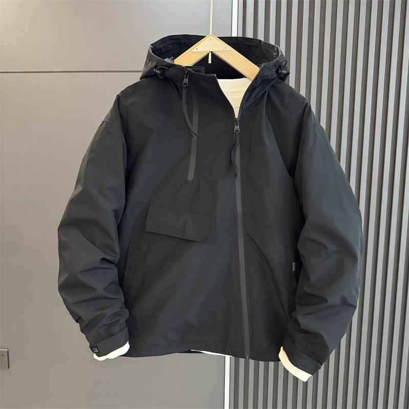 マウンテンパーカー メンズ 高級感 フード付き ジップアップ 防風 撥水 耐摩耗 ポリエステル 中綿ジャケット アウター 防寒着 アウトドア タウンユース 普段使い 秋冬