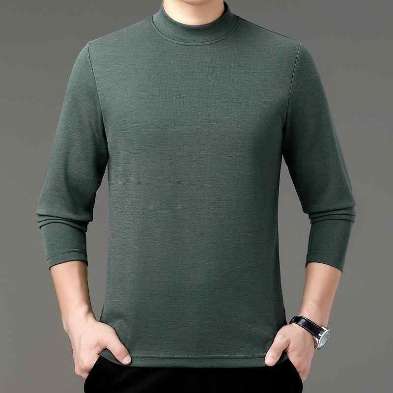 Tシャツ メンズ モックネック カシミヤ 薄手 長袖 インナー トップス プルオーバー ゆったり 無地 吸湿速乾 通気性 普段使い デイリー ビジネス カジュアル 春秋