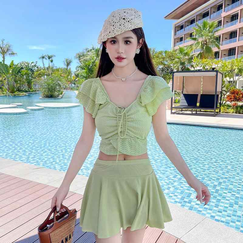 水着 レディース セパレート スカート 春夏 再生繊維 体型カバー お腹カバー ぽっちゃり女子 細見え スタイルアップ 大人かわいい 高級感 清楚系 海 プール リゾート