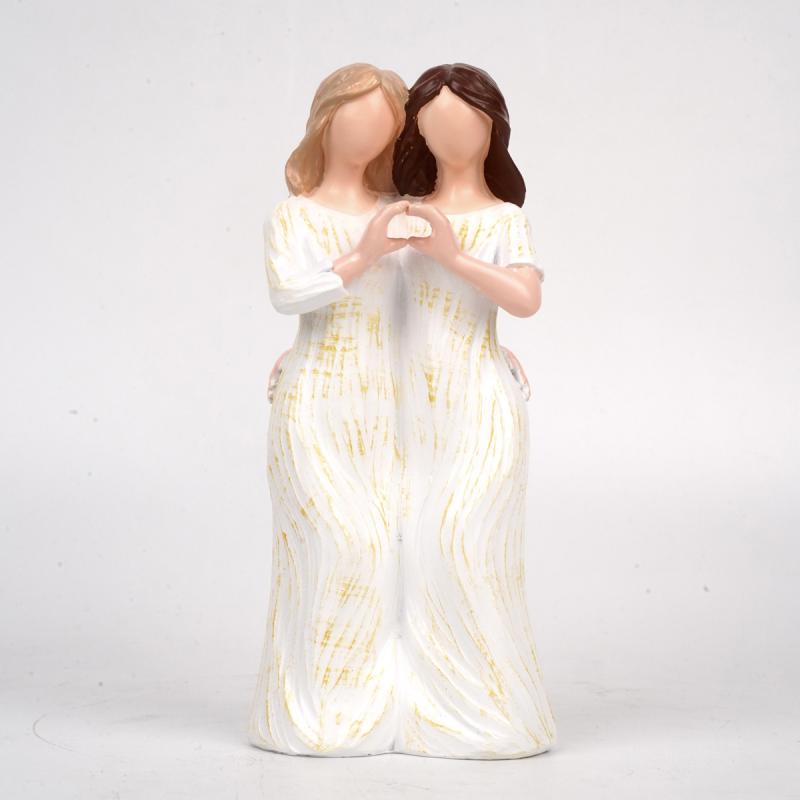 置物 カップル 夫婦 親子 母娘 手描き ハートポーズ 樹脂製 彫像 フィギュア ロマンティック モダン インテリア 飾り リビング 玄関 卓上 オブジェ ホームデコレーション 記念日 お祝い