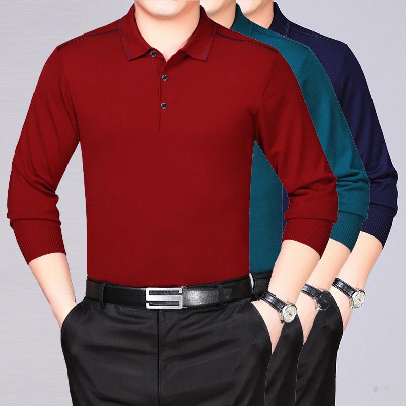 Poloシャツ メンズ 男性用 カシミヤ 長袖 襟付き 無地 ビジネス カジュアル オフィス 普段使い 上質 高品質 薄手 ゆったり 春秋 通気性 防シワ 吸湿速乾 イージーケア トップス