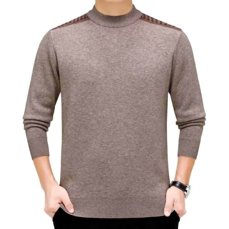 ニット メンズ 男性用 中年層 ミドル世代 高級感 純カシミヤ カシミア クルーネック 長袖 レギュラーフィット 厚手 保温 暖かい 防寒 普段使い カジュアル ビジカジ 韓国風 秋冬