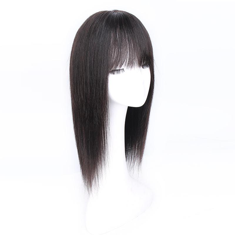 ウィッグ レディース 中高年 ママ ロング ストレート フルウィッグ ヒューマンヘア 50cm 顔型補正 汎用 シンプル ナチュラル ディープブラウン モカ｜ふんわり暮らし鞄店
