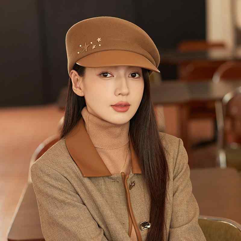 帽子 レディース 秋冬 フレンチスタイル ウール素材 キャスケット ラウンドトップ 短いつば 保温性 上質 ブラック コーヒー キャメル ベージュ デイリー おしゃれ コーデアイテム