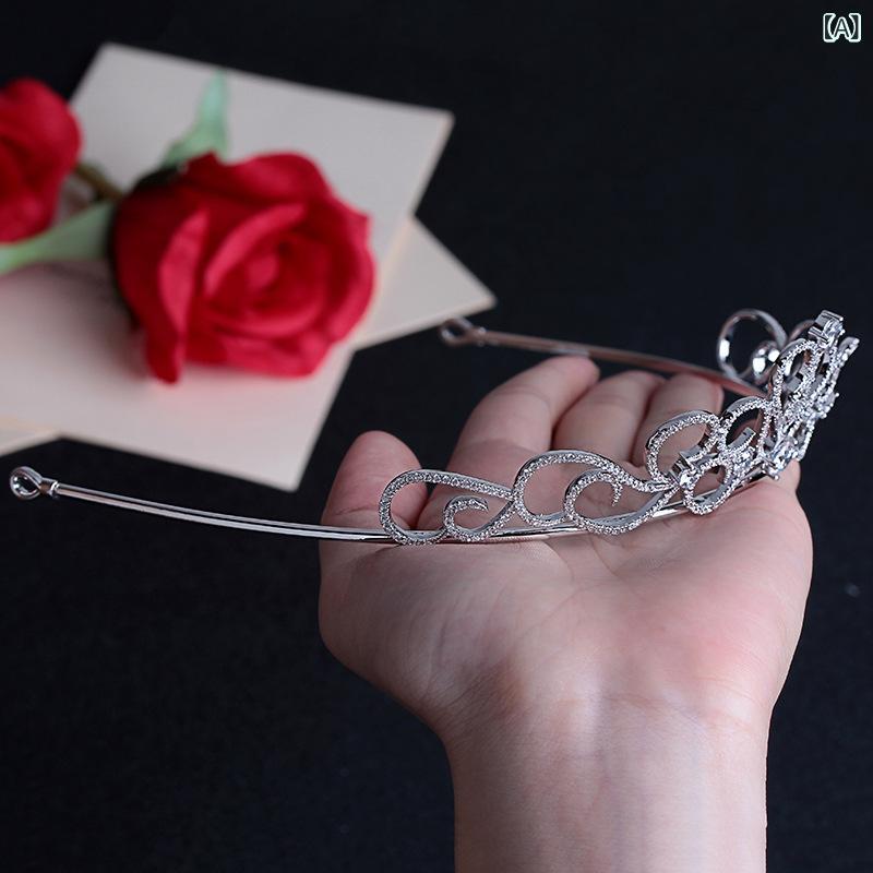 ティアラ レディース 韓国風 シンプル プリンセス クラウン ジルコニア 白水晶 結婚式 ヘッドドレス パーティー ヘアアクセサリー 誕生日 プレゼント 華やか デザイン 7,851円