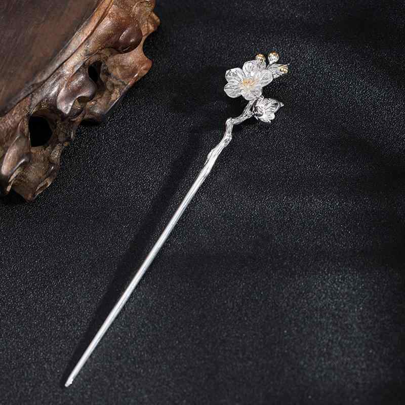 髪飾りつけ レディース 普段使い走り 愛くるしい かんざし 海棠花画題 大時代ひな形 公方風 歩揺 花柄 しろがね色 灯し火メッキ工業 一風変わった 返り咲き 今めかしい 頭付き