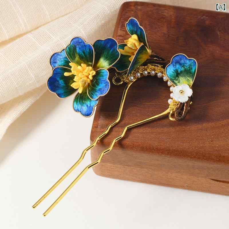 髪飾り レディース 木製 かんざし 絨花 蝶花モチーフ ・制絲細工 無形文化遺産工芸 手作り 宮廷風 ヘアアクセサリー アップヘア まとめ髪 かわいい おしゃれ フォーマル 普段使い