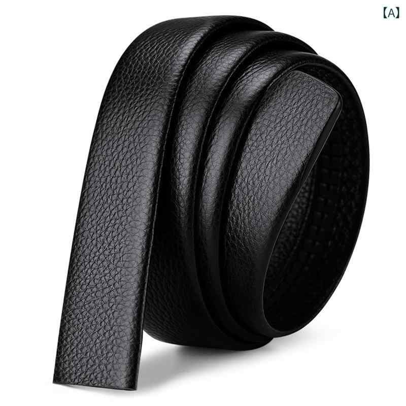 ベルト メンズ 男性用 オートロック 無段階調整 バックルなし トップグレイン牛革 帯 幅3.5cm 型押し スムース ビジネス カジュアル 紳士