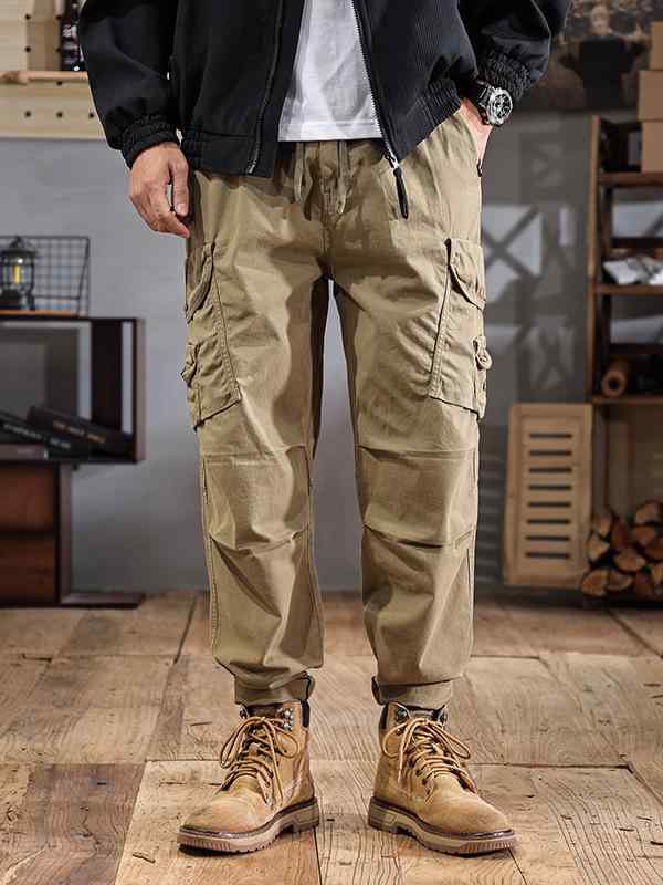 カーゴパンツ メンズ アウトドア 登山 キャンプ ミリタリー スポーツ 普段使い ワークパンツ ゆったり ストレート ビッグポケット コットン 通気性 吸湿速乾 レトロ カジュアルパンツ