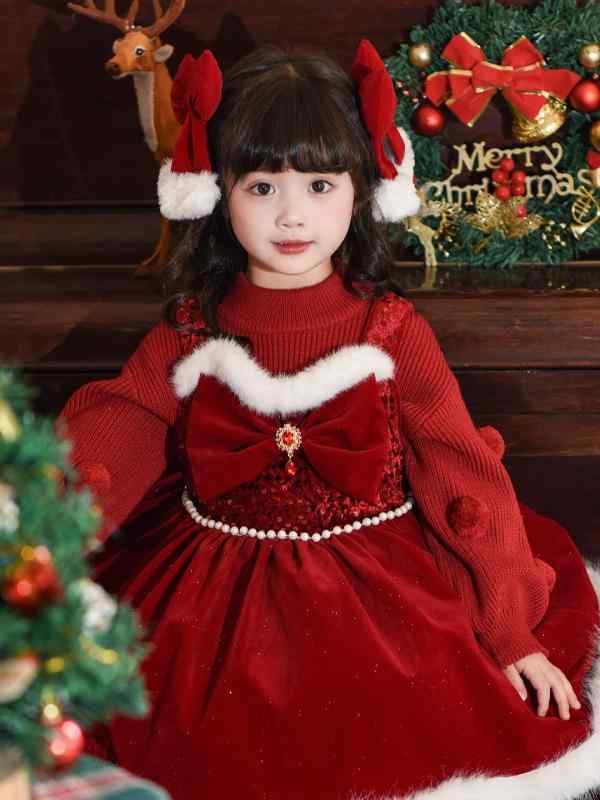 ワンピース 女の子 秋冬 クリスマス プリンセスドレス 発表会 フォーマル 厚手 暖か ポンチョ ケープ セーター ベロア ポリエステル キャミソール エレガント かわいい お姫様スタイル 防寒着