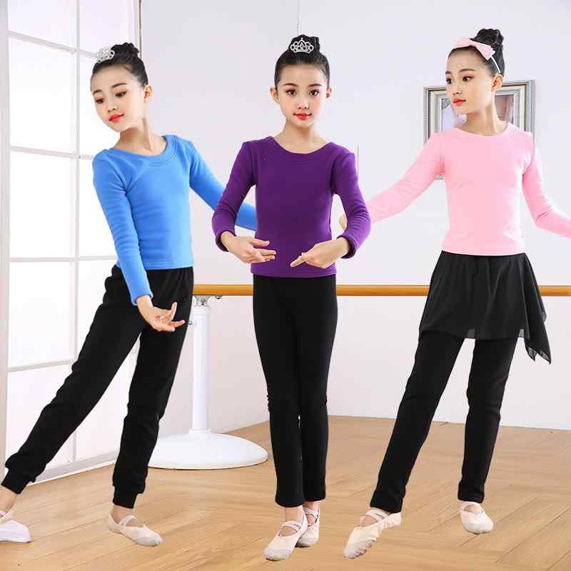 ダンス服 女の子 長袖 練習着 ラテン舞 セット モダール オールシーズン 純色 伸縮性 軽量 トレーニング 幼児 子供 トップス ボトムス 舞台衣装 民族舞 現代舞 吸湿速乾