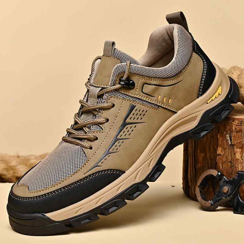 登山靴 メンズ 秋冬 メッシュ 軽量 通気性 ローカット レースアップ アウトドア 越野 トレッキング ハイキング シューズ 黒 カーキ｜ふんわり暮らし鞄店