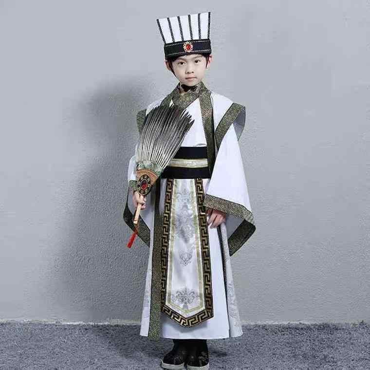 子供 コスプレ衣装 男の子 三国志演義 歴史 キャラクター 曹操 劉備 関羽 張飛 諸葛亮 魯肅 ポリエステル 柔らかい 素材 民族舞踊 演劇 パフォーマンス オールシーズン 黒 赤 青