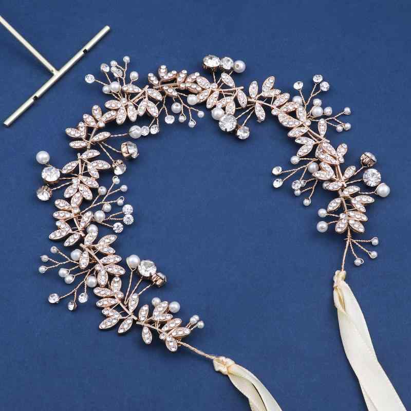 ヘッドアクセサリー 女性 花 ティアラ 花冠 フラワー ヘッドバンド パール ラインストーン リボン 結婚式 花嫁 ブライドメイド 春 かわいい 韓国風 シルバー ローズゴールド ゴールド