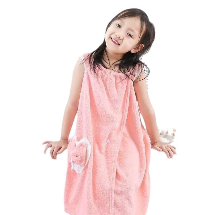 バスローブ 女の子 ピンク コーラルフリース 厚手 吸水 柔らかい 素材 夏用 子供バスタオルガウン かわいい 普段使い