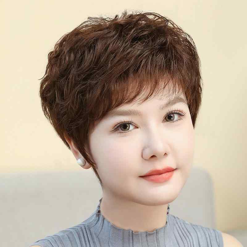 ウィッグ レディース 中高年女性 ショート カール リアルヘア 茶 自然黒 通気性 軽薄 白髪カバー ボリュームアップ 自然スタイル 修顔 若見え 清爽 手織り 普段使い｜ふんわり暮らし鞄店