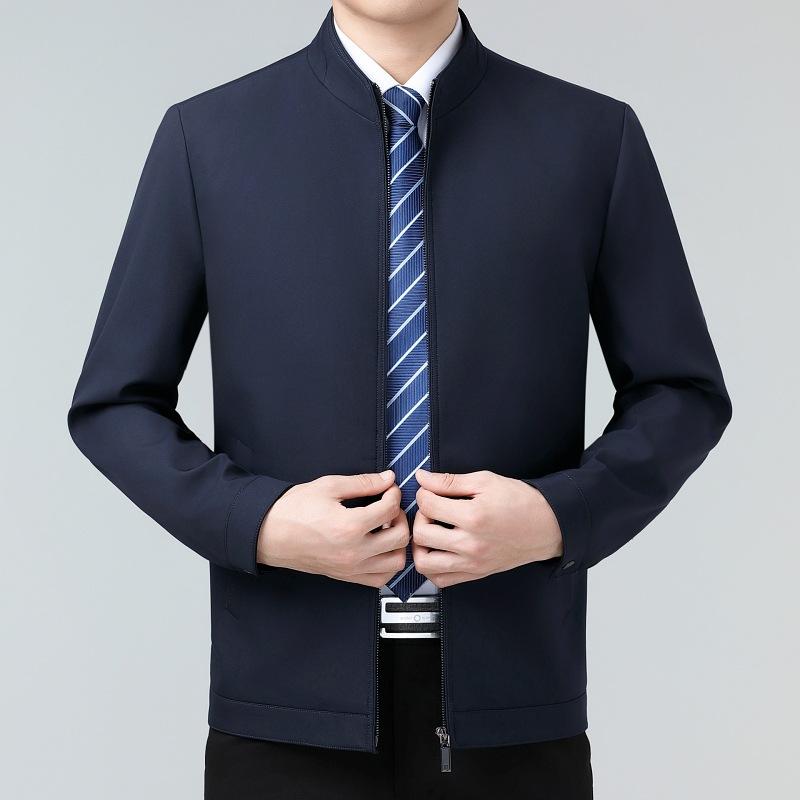 ジャケット メンズ 春秋 ブルゾン アウター スタンドカラー ジップアップ 紳士服 ビジネス カジュアル 無地 防風 軽量 通勤用｜ふんわり暮らし鞄店
