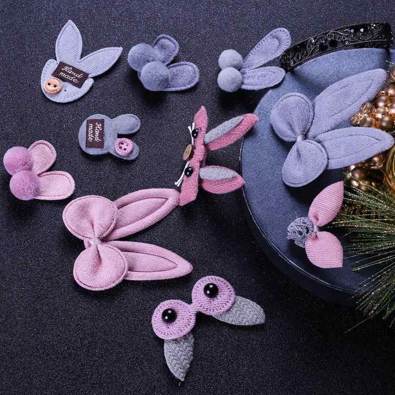 布花パーツ ハンドメイド カートゥーン 小動物 超音波加工 ピンク グレー かわいい DIY 手芸 ヘアアクセサリー 服飾素材 帽子 靴 バッグ コート マフラー セーター リュックサック おもちゃ|ふんわり暮らし鞄店