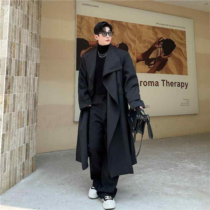 厚地の外套 メンズ トレンチコート ビッグ色つや 膝丈 ロング丈 酉の方角三尺帯付き添い人 ポリエステル 歳月 点火装置商行為 商行為心地よい 通い 事務室 スタイリッシュアウター 黒いこと カーキ 成人男性用