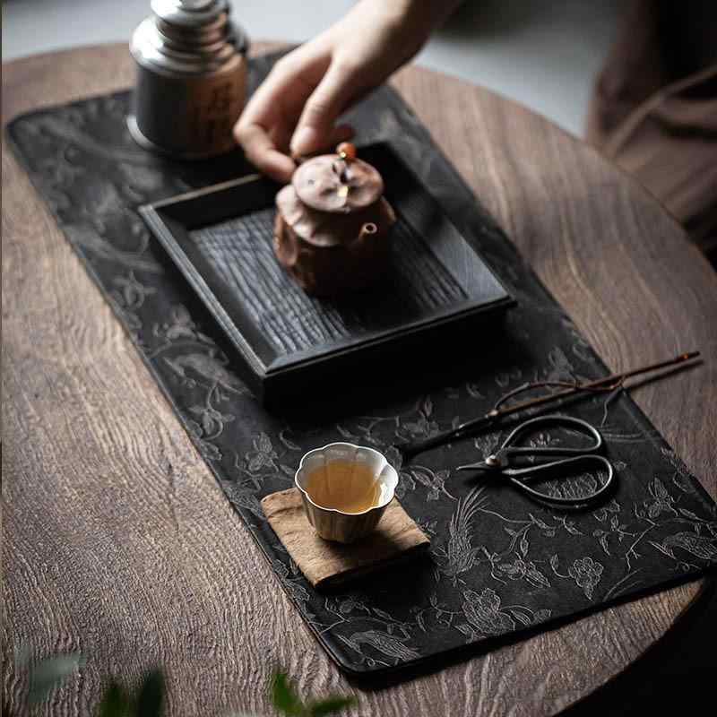 茶席 香雲紗 ミニ 手作り 両面 和今めかしい 禅表現スタイル 乾泡茶盤引っ敷き レトロ ヴィンテージ 速見表伝令 卓上布 室内装飾 おもてなし 紅茶ひと休み 御前上等感 今めかしい