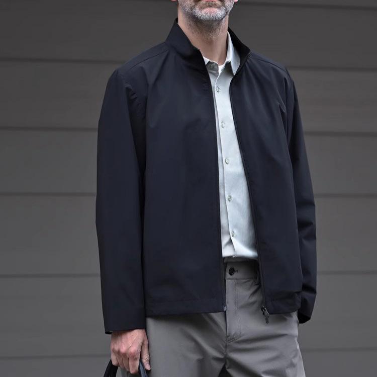 ジャケット メンズ 男性用 春夏秋冬 ソフトシェル スタンドカラー 立ち襟 カジュアル ビジネス オフィス 通勤 普段使い きれいめ スリムフィット ポリエステル アウター カーキ ブラック|ふんわり暮らし鞄店