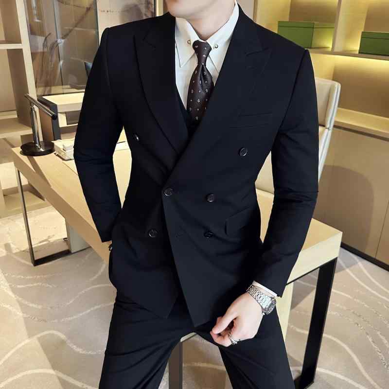 背広 メンズ 春夏 ダブル上衣 商行為 心地よい スラックス セットアップ 成人男性服 通い 礼服 テーラードジャケット 細身