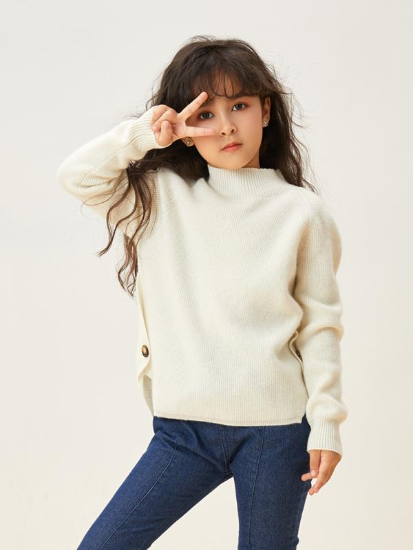 ニット セーター キッズ 女の子 男の子 カシミヤ風 混 ハイネック プルオーバー 厚手 長袖 暖かい 無地 インナー トップス ジュニア 通学|ふんわり暮らし鞄店